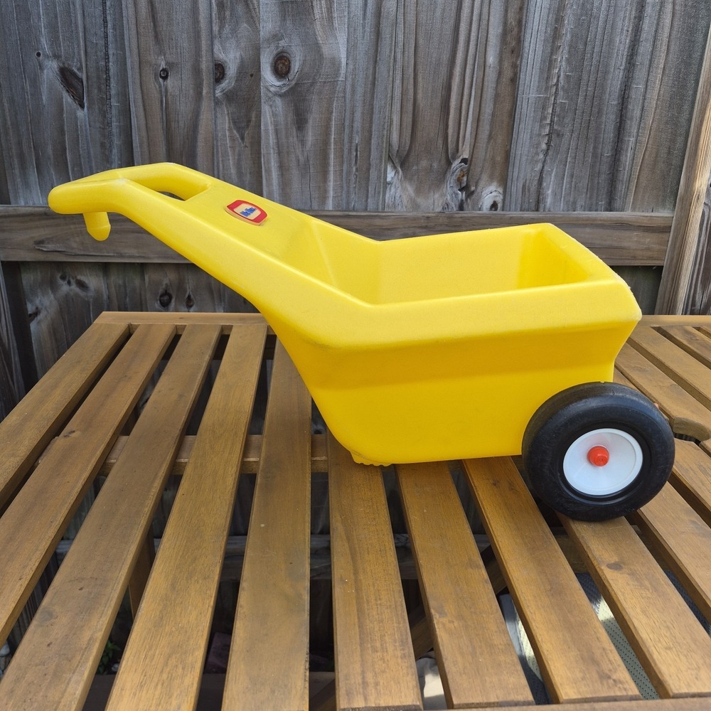 Little Tikes Yellow Trailer Cart Wagon Wheelbarrow Vintage for Green Tractor